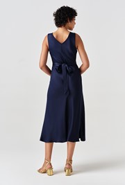 Alessia Picot V-Neck Satin Midi Dress
