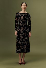 Katherine Floral Devoré Velvet Midi Dress