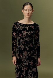 Katherine Floral Devoré Velvet Midi Dress
