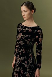 Katherine Floral Devoré Velvet Midi Dress
