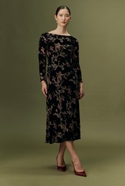 Katherine Floral Devoré Velvet Midi Dress