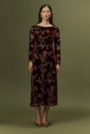 Katherine Floral Devoré Velvet Midi Dress