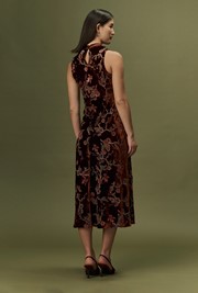Lydia Floral Devoré Velvet Cowl Neck Dress