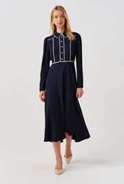 Alberta Contrast Piping Midi Dress