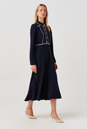 Alberta Contrast Piping Midi Dress