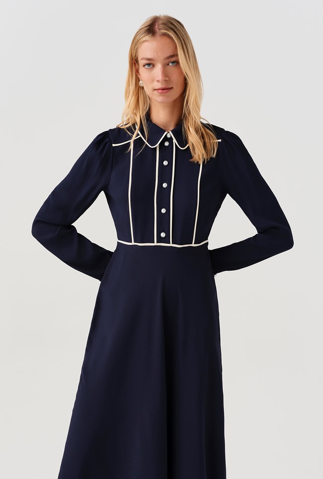 Alberta Contrast Piping Midi Dress