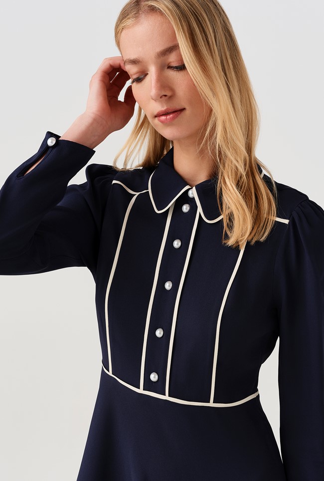 Alberta Contrast Piping Midi Dress
