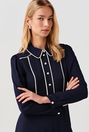 Alberta Contrast Piping Midi Dress
