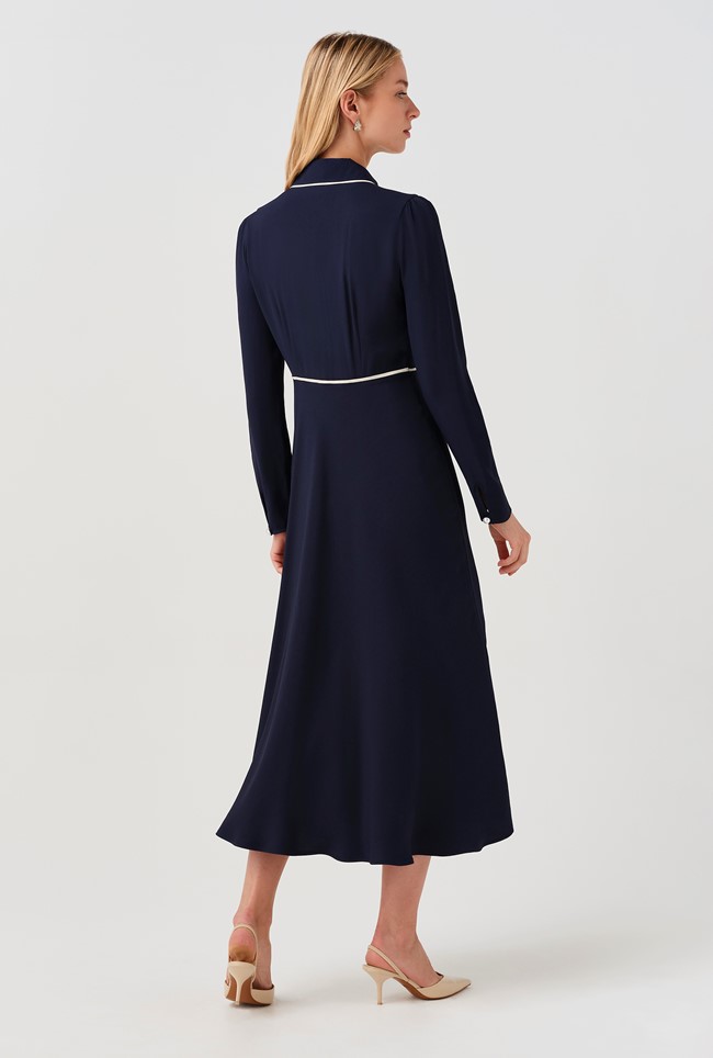 Alberta Contrast Piping Midi Dress