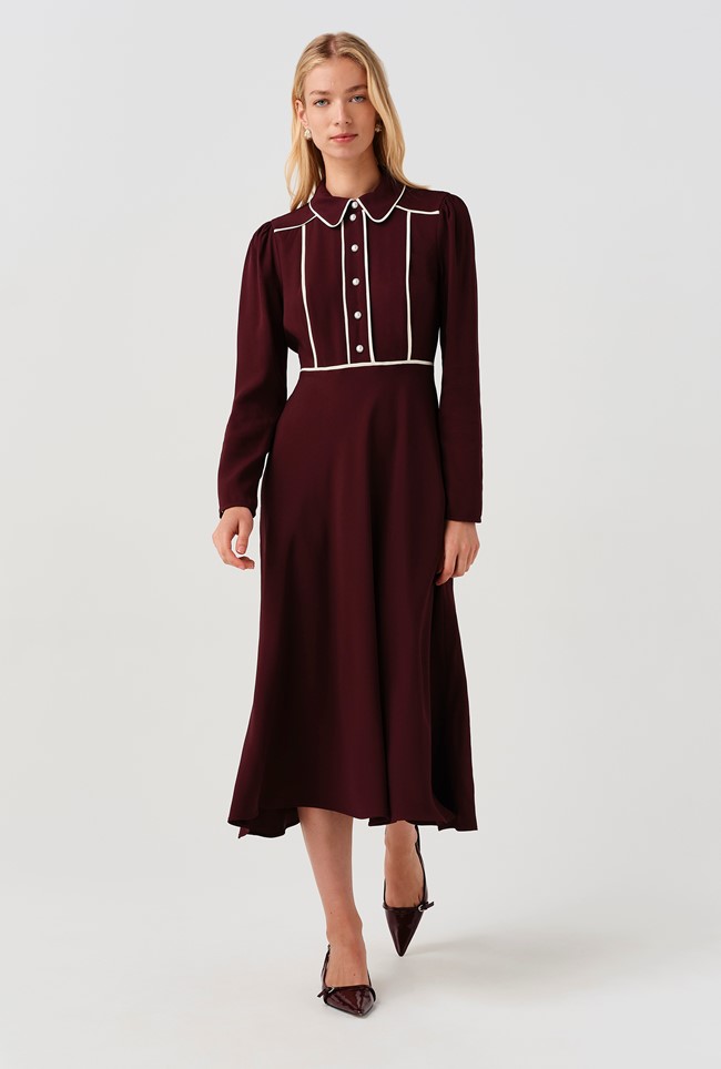 Alberta Contrast Piping Midi Dress