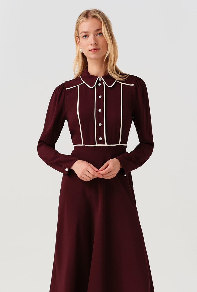 Alberta Contrast Piping Midi Dress