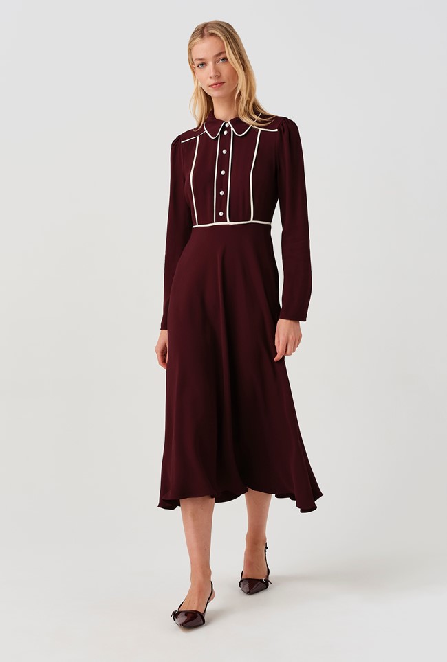 Alberta Contrast Piping Midi Dress