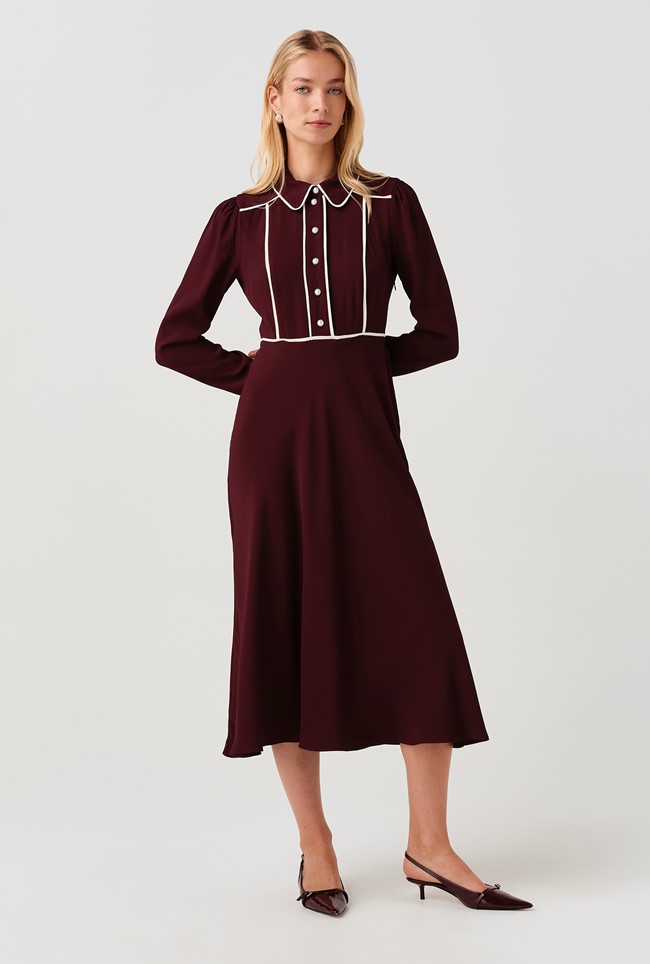 Alberta Contrast Piping Midi Dress