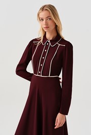 Alberta Contrast Piping Midi Dress