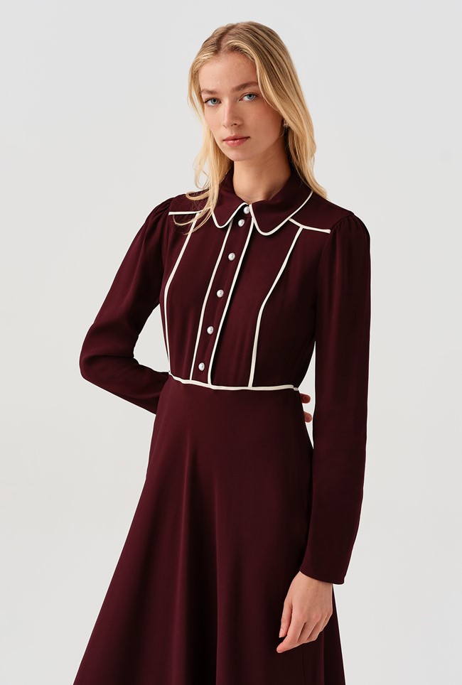 Alberta Contrast Piping Midi Dress