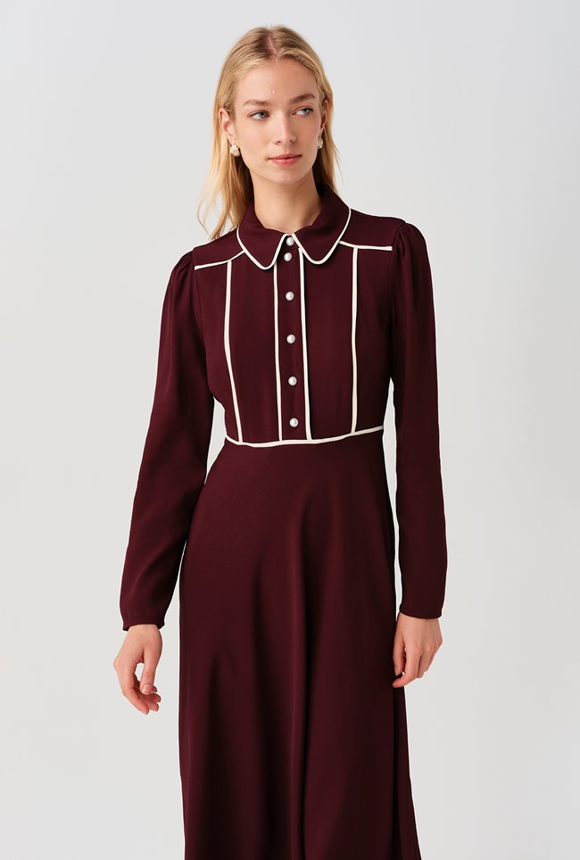 Alberta Contrast Piping Midi Dress