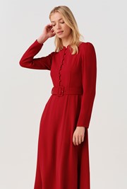 Ria Button Down Belted Midi Dress