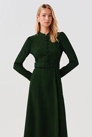 Ria Button Down Belted Midi Dress