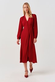 Francesca Crepe Button Through Midi Dress