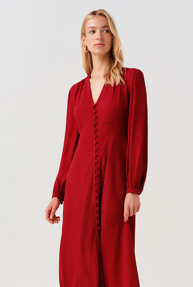 Francesca Crepe Button Through Midi Dress