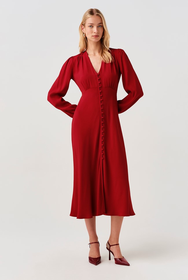 Francesca Crepe Button Through Midi Dress