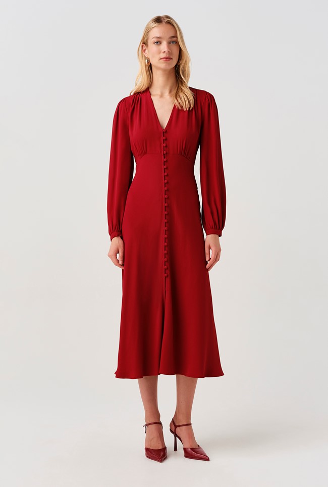 Francesca Crepe Button Through Midi Dress