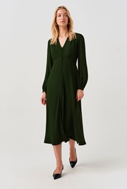 Francesca Crepe Button Through Midi Dress