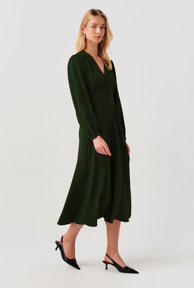 Francesca Crepe Button Through Midi Dress