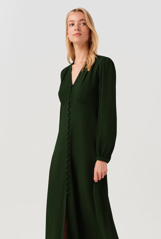 Francesca Crepe Button Through Midi Dress
