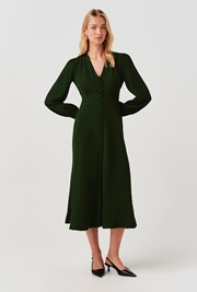 Francesca Crepe Button Through Midi Dress