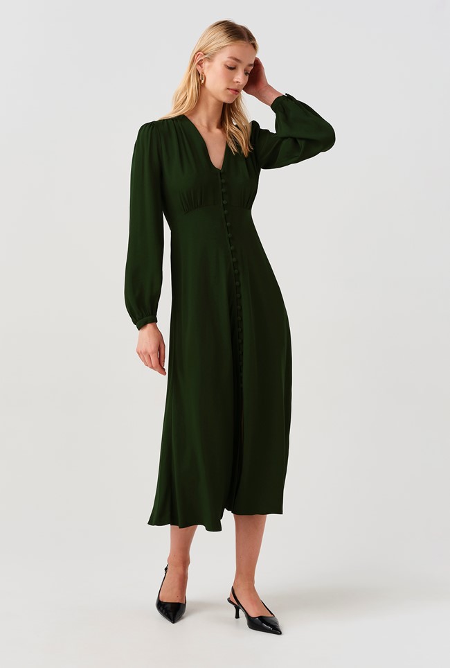 Francesca Crepe Button Through Midi Dress