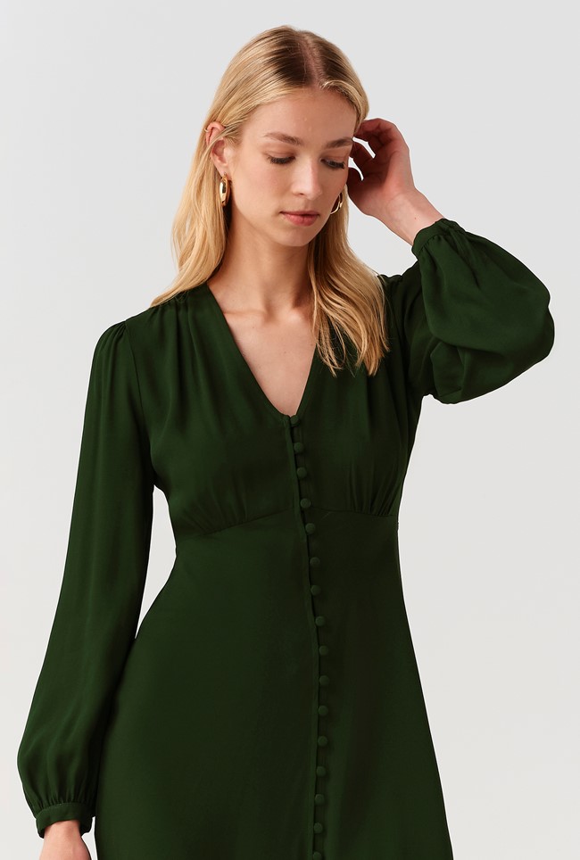 Francesca Crepe Button Through Midi Dress