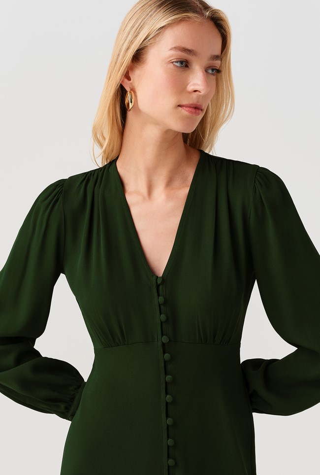 Francesca Crepe Button Through Midi Dress