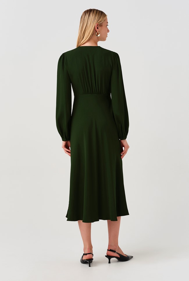 Francesca Crepe Button Through Midi Dress