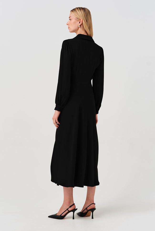 Wendy Crepe Collared Midi Dress