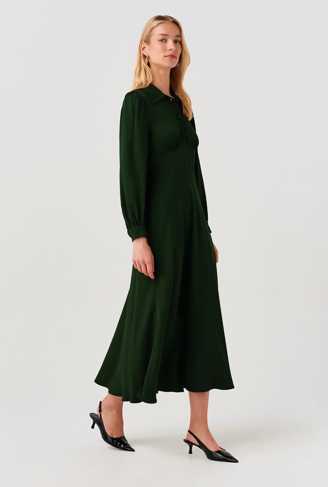Wendy Crepe Collared Midi Dress