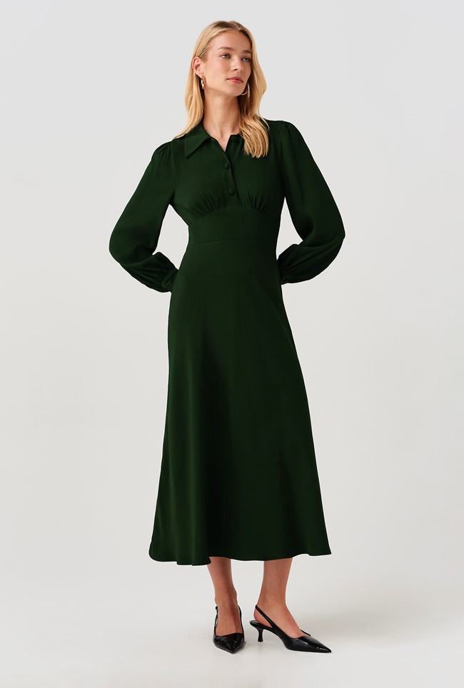 Wendy Crepe Collared Midi Dress