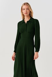 Wendy Crepe Collared Midi Dress