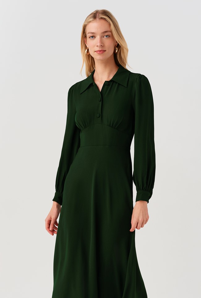 Wendy Crepe Collared Midi Dress