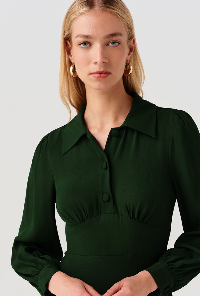 Wendy Crepe Collared Midi Dress
