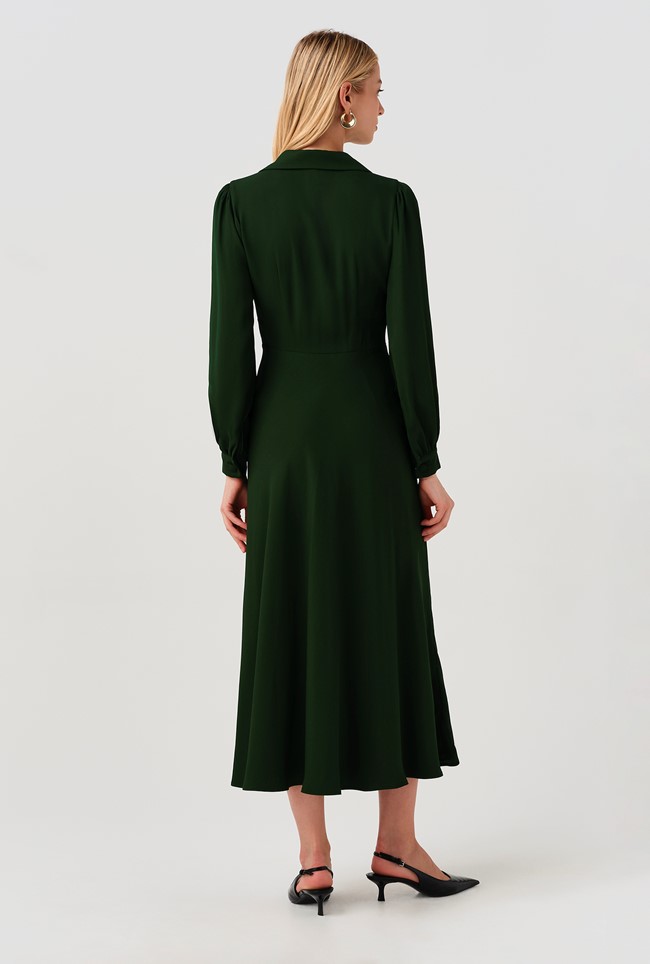 Wendy Crepe Collared Midi Dress