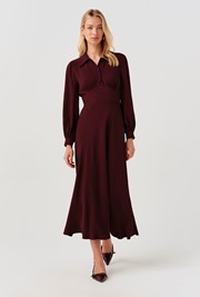 Wendy Crepe Collared Midi Dress