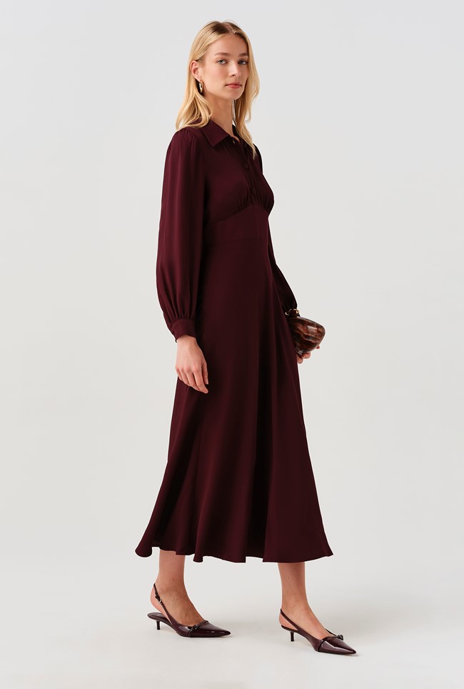 Wendy Crepe Collared Midi Dress