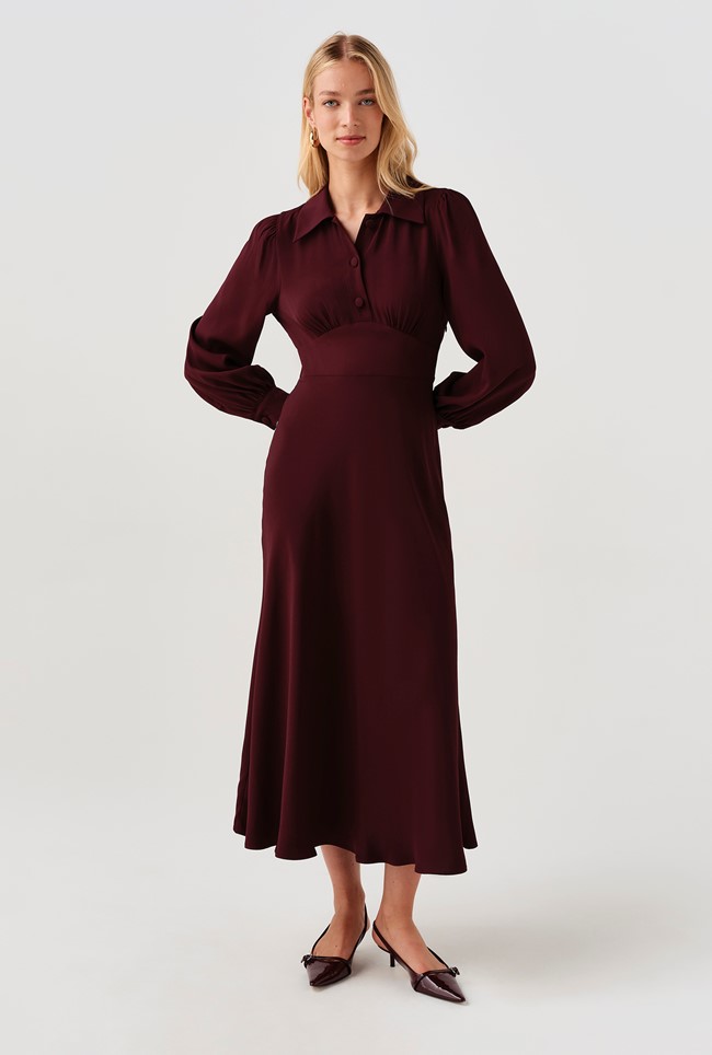 Wendy Crepe Collared Midi Dress