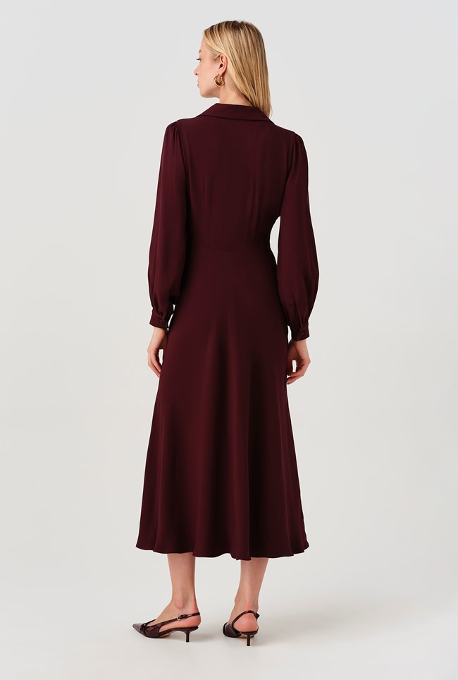 Wendy Crepe Collared Midi Dress