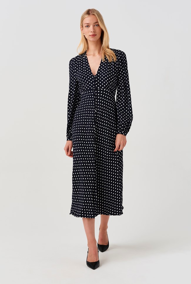 Francesca Spot Button Through Midi Dress