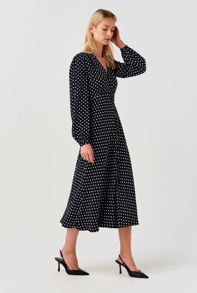 Francesca Spot Button Through Midi Dress