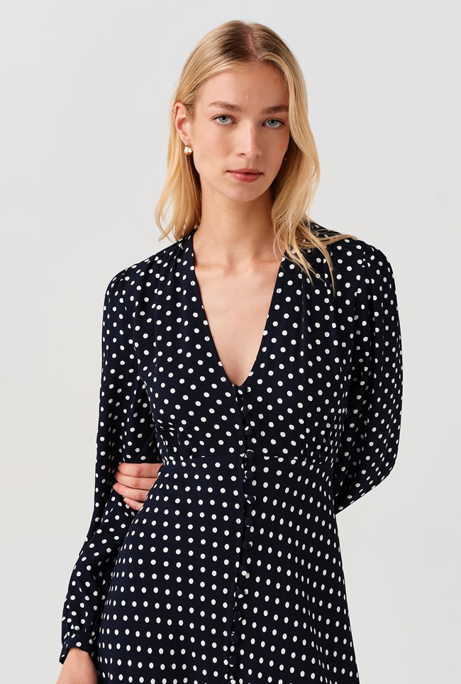 Francesca Spot Button Through Midi Dress