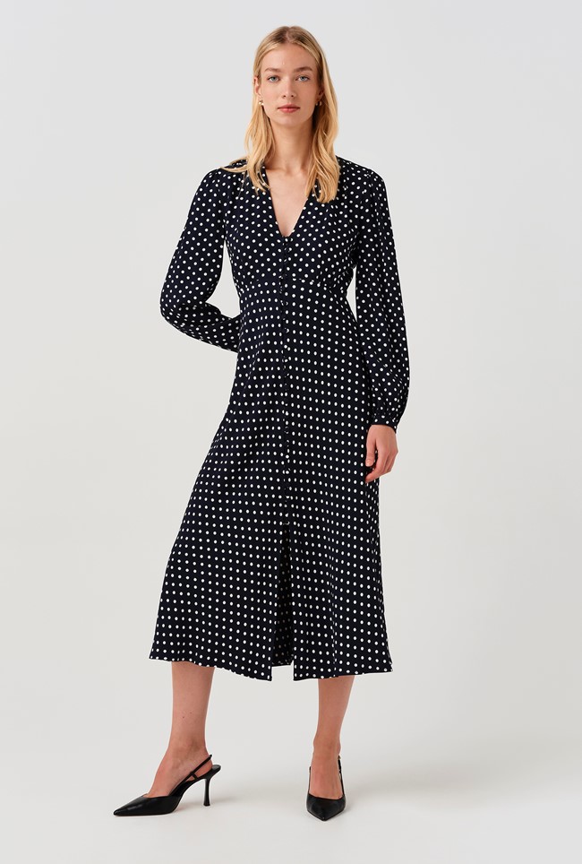Francesca Spot Button Through Midi Dress