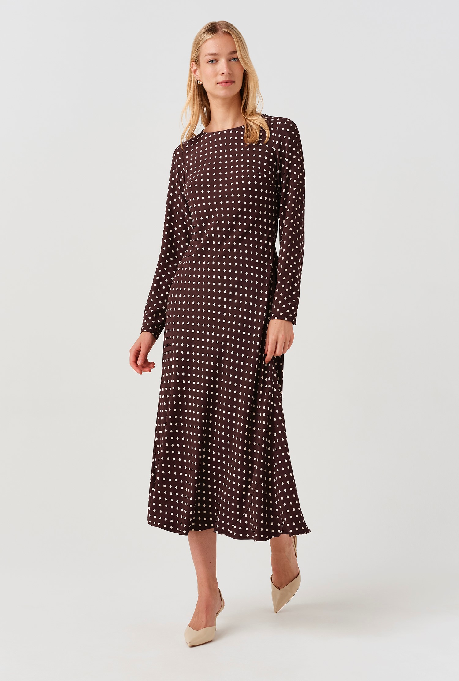 Ghost Scarlett Spot Long Sleeve Midi Dress